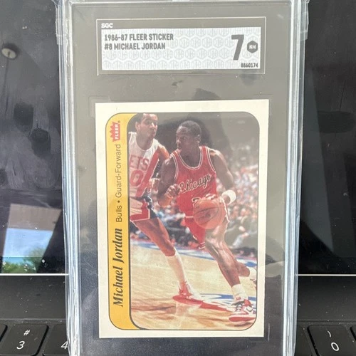 1986-87 Fleer Sticker Michael Jordan #8 SGC 7 Graded Chicago Bulls Card