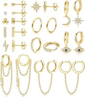 Ohrstecker Set 12 Paar Edelstahl Mini Creolen Hypoallergen Gold Silber Damen