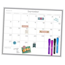 Magnetic Dry Erase Calendar Set, 17x23 Inches, Aluminum Frame with 5 Markers