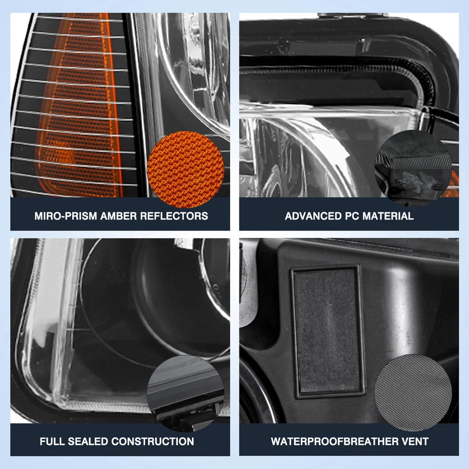 FOR 2006-2010 DODGE CHARGER BLACK AMBER PAIR HEADLAMPS LH+RH HEADLIGHTS 06-10 Foto 4 de 4