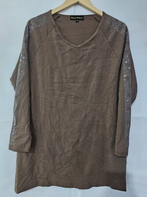 Frank Usher Brown top with star design Full Sleeve T-shirt size M 