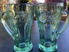 Set of Six Coke Coca Cola Heavy Green Glass Mug w/Handle Vintage 14oz Redbox4