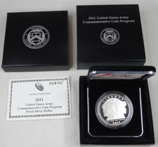 2011-P US Army Proof Silver Dollar US Mint Commemorative $1 Box & COA