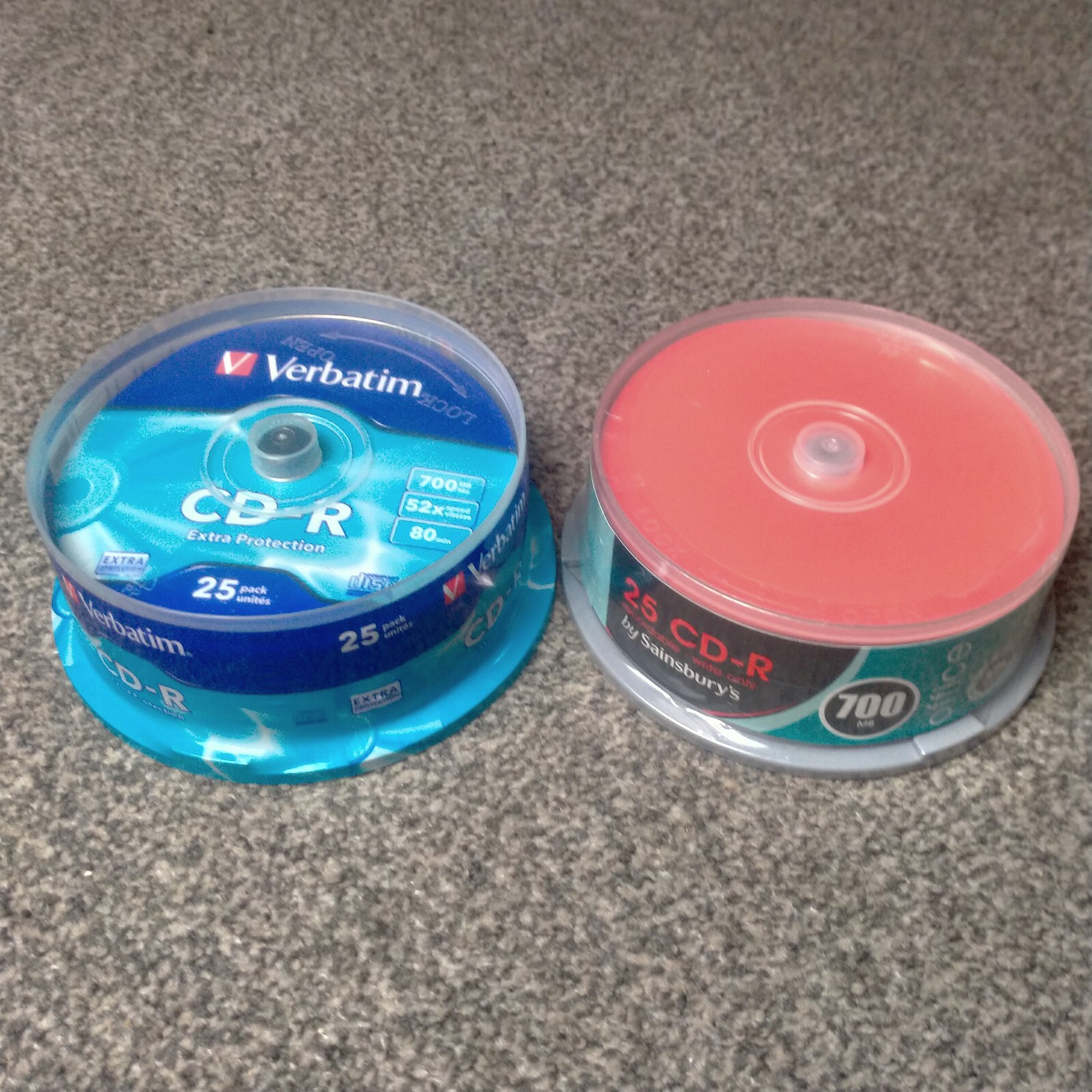 X50 Blank CDs Verbatim CDR 700mn 80 Min 52x Extra Protection Brand