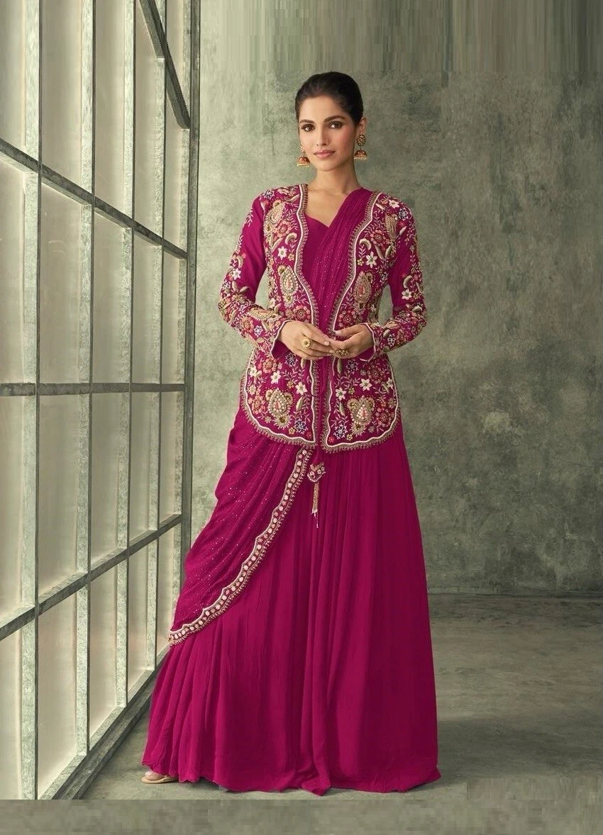 Designer Indo Western Dress For Women, Indian dress with dupatta And Jacket Set