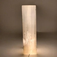 10.4 lbs. 11.75"x3.5", Rectangle Selenite (Satin Spar) Lamp, w/6ft Chord, B35791