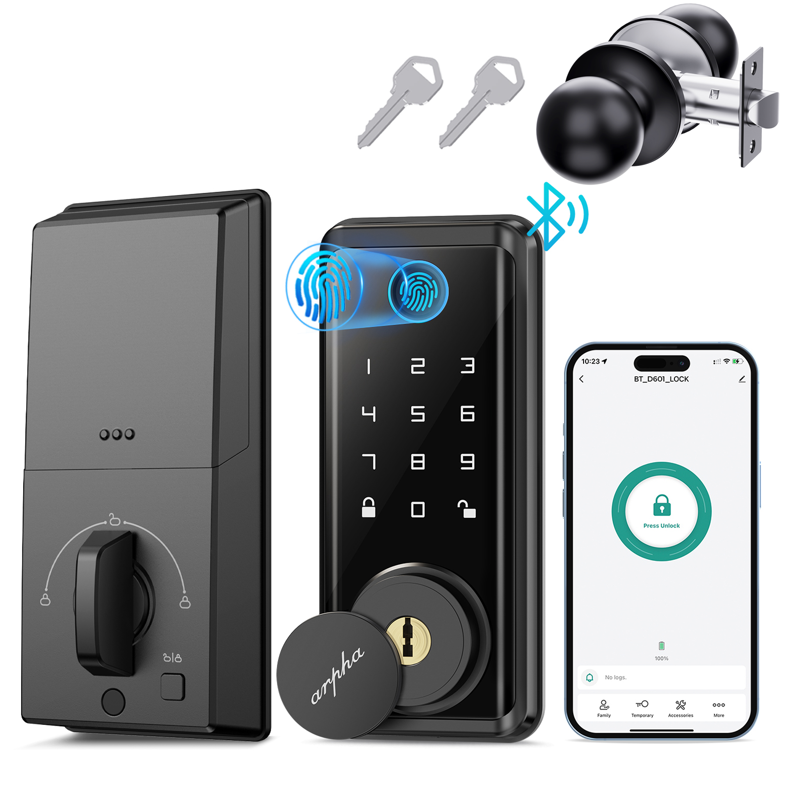ARPHA Smart Door Lock＆Handle Fingerprint Electronic Keypad Deadbolt Keyless App-image