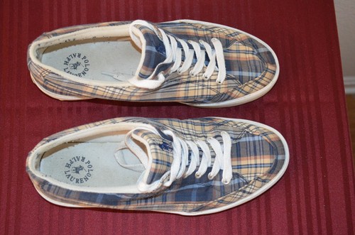 Zapatillas Ralph Lauren 100 % auténticas a rayas para hombre talla 10 precio de venta sugerido por el fabricante $85 - Imagen 5 de 6