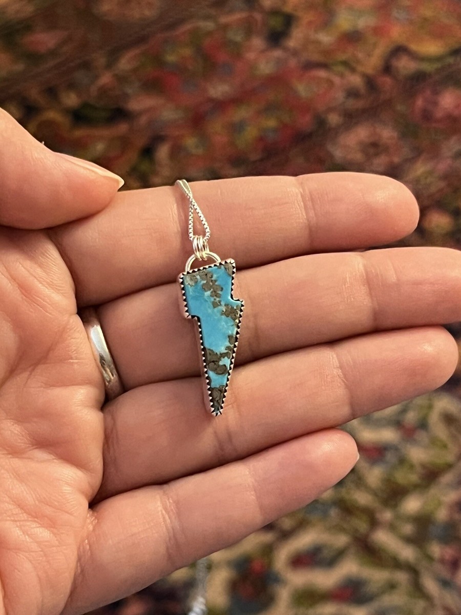 CASOLVX Turquoise Lightning Bolt Pendant Necklace - Adjustable Boho Western Jewelry For Women - View #11