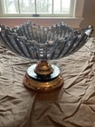 BRAND NEW DECORATIVE BOWL SMOKE GLASS AND ROSE GOOD METAL — photo 2