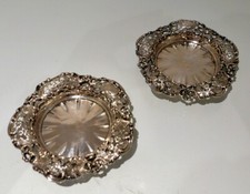 19th Century Antique Victorian Sterling Silver Pr Coasters London 1838 John Hunt
