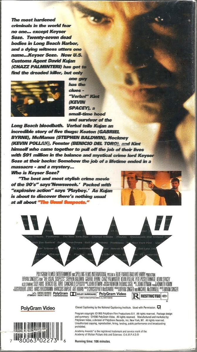 The Usual Suspects VHS 1996 Kevin Spacey Gabriel Byrne Chazz