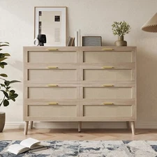 8-Drawer Double Dresser for Home Bedroom Chest of Drawers Wood Storage Cabinet