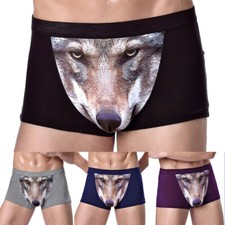 Mens 3D Wolf Eagle Boxer Briefs Animal Print Underwear Shorts Pants Underwear