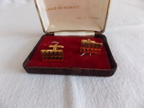 Boutons De Manchette Art Nouveau - Plaqué Or 18k 750, Pierre Rouge, Occasion