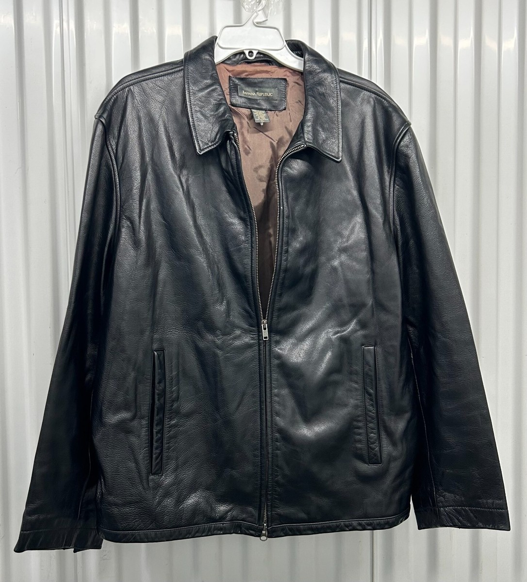 Banana Republic Men's quality Leather Jacket XL full zipper