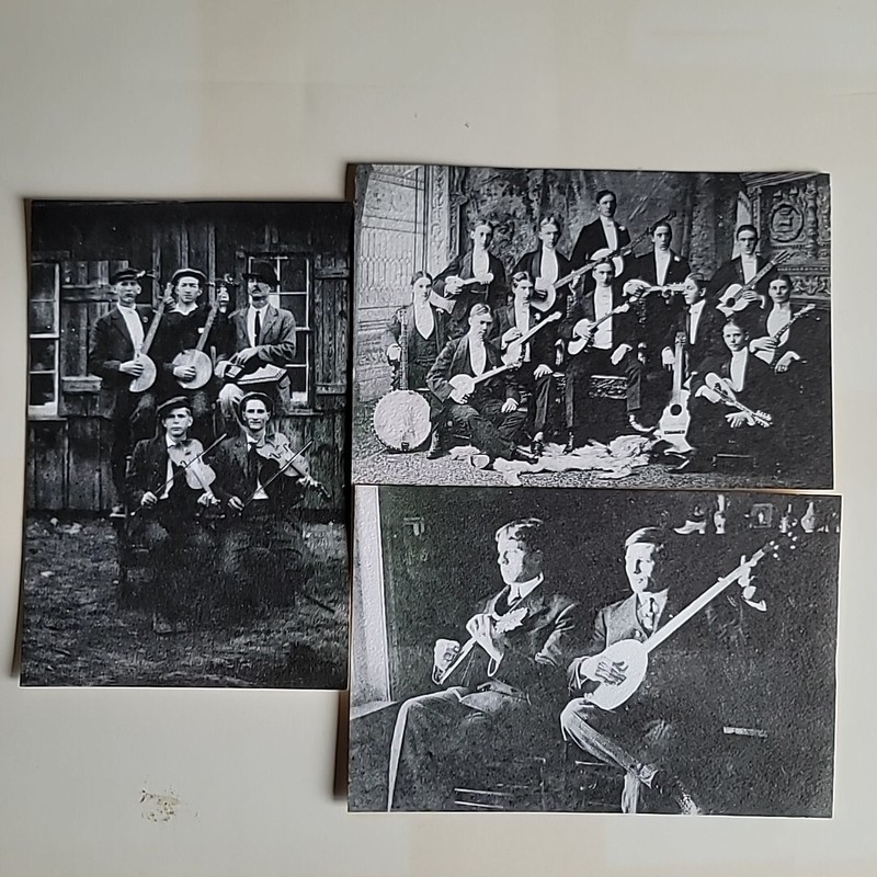 VINTAGE LOT OF BANJO, BAND,MUSIC,BLUEGRASS,ETC POSTCARDS UNUSED NICE OLD LOT++++