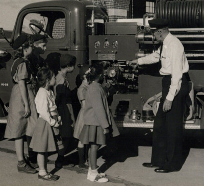 Fort Dix NJ Fire Prevention Week Girl Scouts  8x10 B&W Original Photo 1962