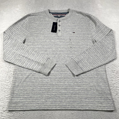 Tommy Hilfiger Henley Shirt Mens Large longsleeve striped NWT 49.99$