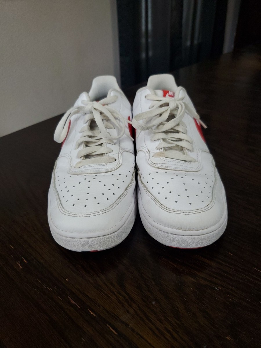 Nike Men's Court Vision Low Shoe Swoosh Print Red/White DM7588-100