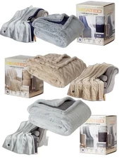 Berkshire Life Heated Luxe Faux Fur Throw, 50" X 60" Choice of Gray, Blue, Tan