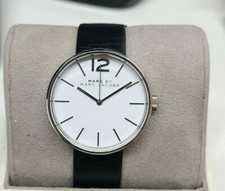 Marc Jacobs MBM1365 Peggy White Dial Black Leather Strap Women's Watch