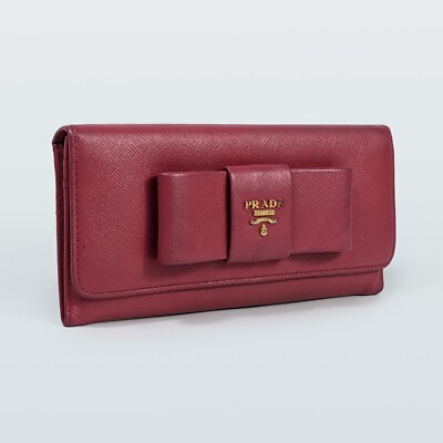Authentic PRADA Milano women's pink leather long wallet