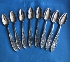 TOP: 8 kl. filigrane Altl&auml;nder Dessertl&ouml;ffel, 16,2 cm, 800er Silber, ~1900, 164g