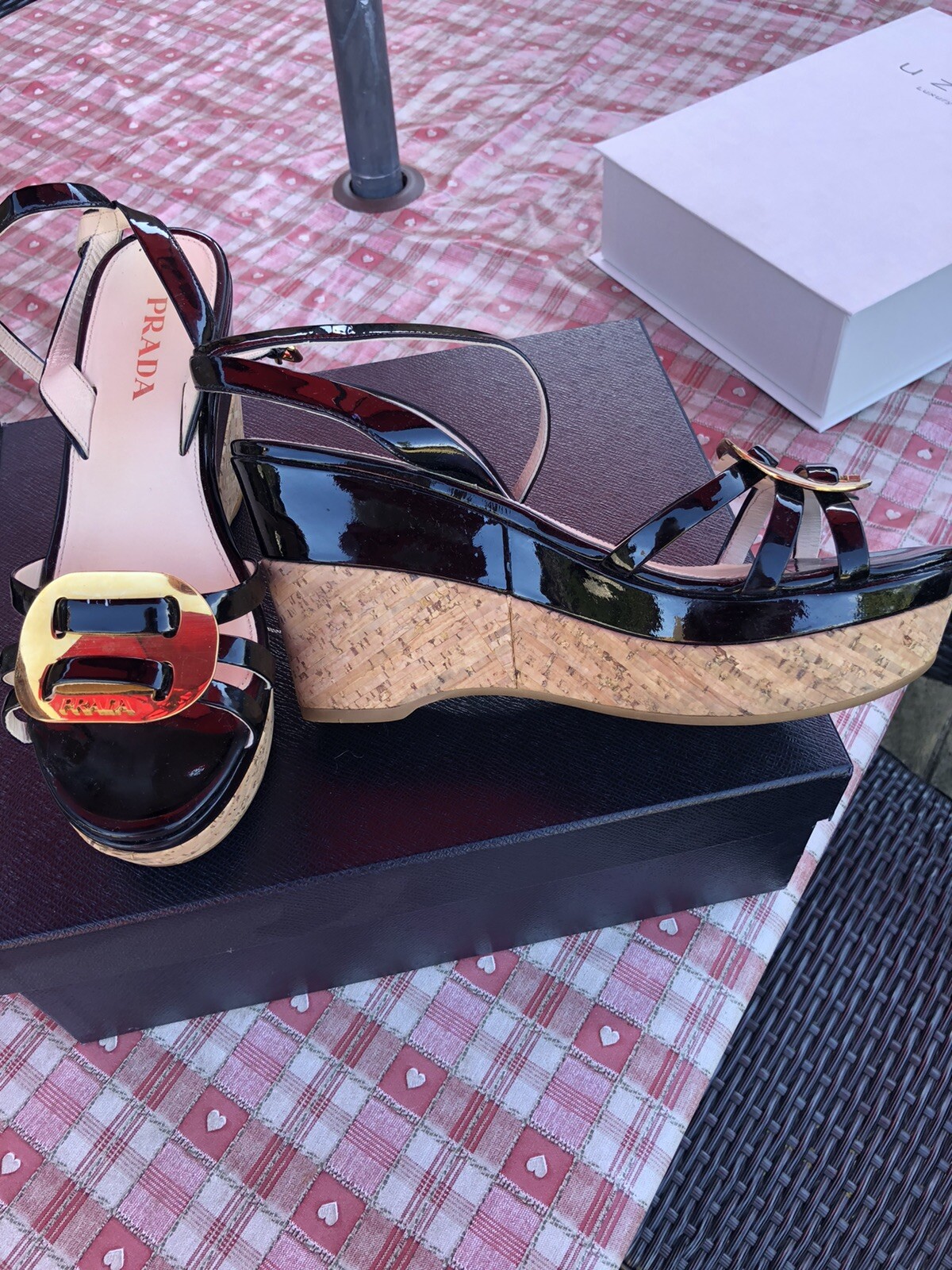 Prada Platform Black Patent Leather Sandals In Size 4 Uk £425 image 7