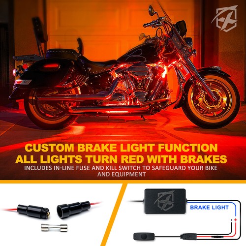 12 PIEZAS Kit de Luz LED RGB para Motocicleta Atmósfera Acento Neón Tiras de Luz - Imagen 6 de 7