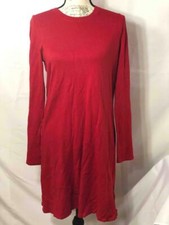 NWT MICHAEL Michael Kors Crimson Red Cotton Basics Long Sleeve Dress Sz S