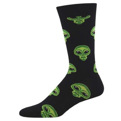 Socksmith Men's Bamboo Blend Crew Socks Area 51 Alien Novelty Footwear