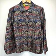 Chico  s Alicia Jacket Black Multicolor Floral Silk Blend Jacquard Rainglow 1/M