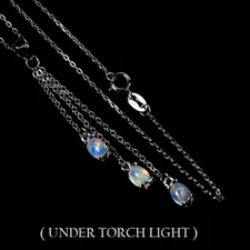 925 Sterling Silver Necklace Oval Fire Opal 6x4mm Natural Gemstone Jewelry 18in