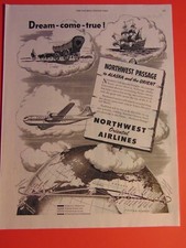 1946 NORTHWEST Oriental AIRLINES   photo art print ad