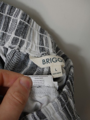 Briggs Linen Blend Straight Leg Trousers Size Large L Grey White Stripe (K2192) - Picture 8 of 8