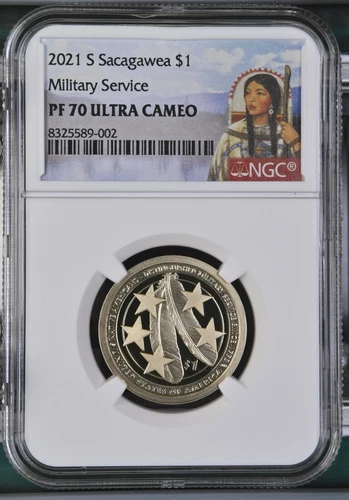 2021 S Sacagawea Dollar $1 Military Service  NGC PF70 Ultra Cameo