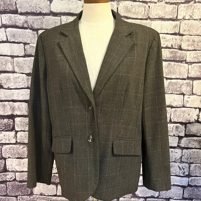 VETEMENTS Giacca a maniche lunghe JM Collection marrone a quadri completamente foderata taglia 14