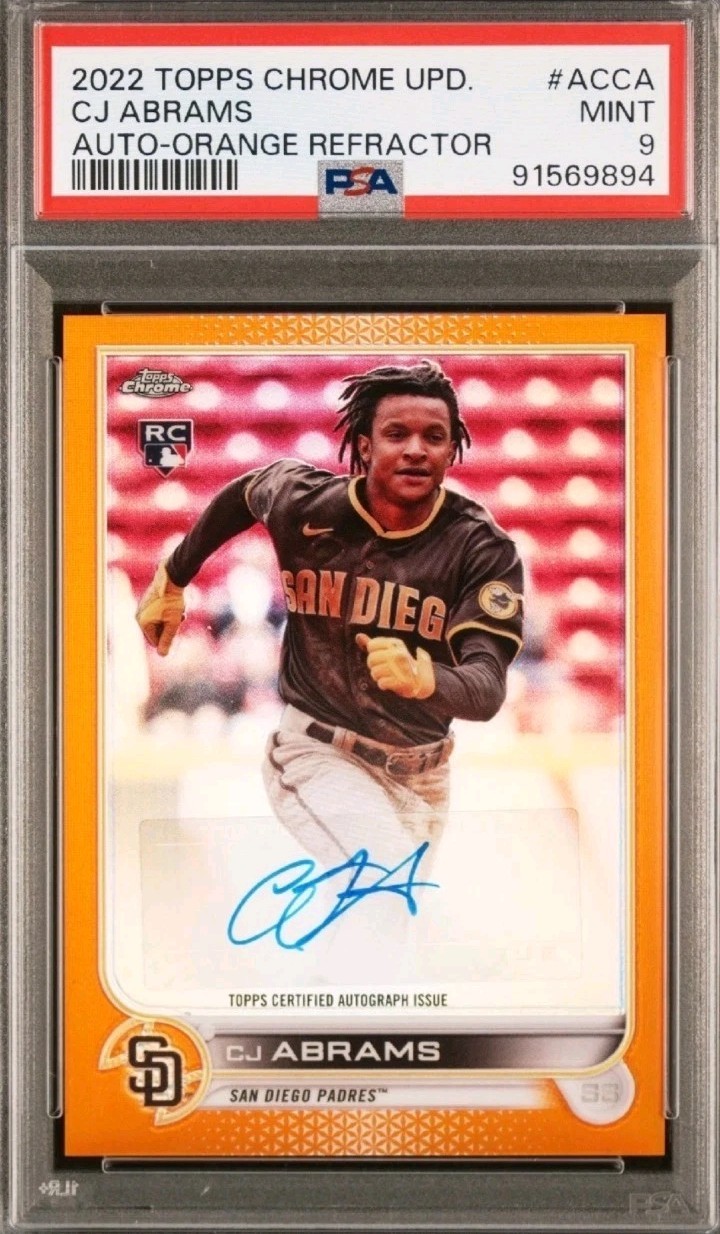 2022 Topps Chrome CJ Abrams Orange Refractor Rookie Auto /25 RC Autograph