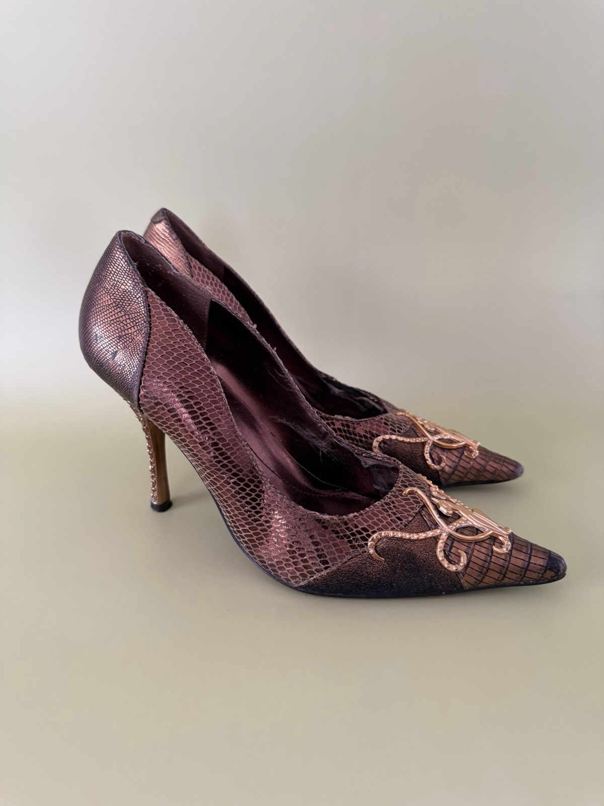 Baby Phat Rose Gold Python Baroque Embellished Pu… - image 6