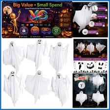 6 Pack Halloween Flying Ghost Decorations 27.6 Inch Hanging Ghosts White