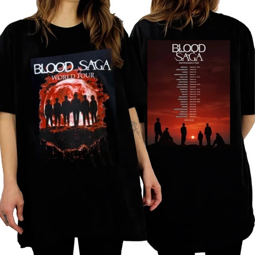 Enhypen Blood Saga World Tour 2026 2027 Red Moon Concert Graphic T Shirt