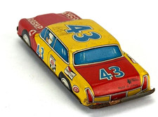 Vintage 1950s 1960s Tinplate Litho Friction Toy Race Car 43 Car Japan