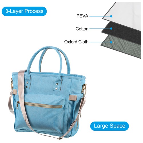 Insulated Lunch Bag, Lunch Tote Bag, 10.63"x5.51"x10.24", Sky Blue - Picture 4 of 7