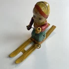 Vintage 1950s J CHEIN & Co. Tin Toy Wind Up SKI Skier BOY #157 - NO KEY - Works