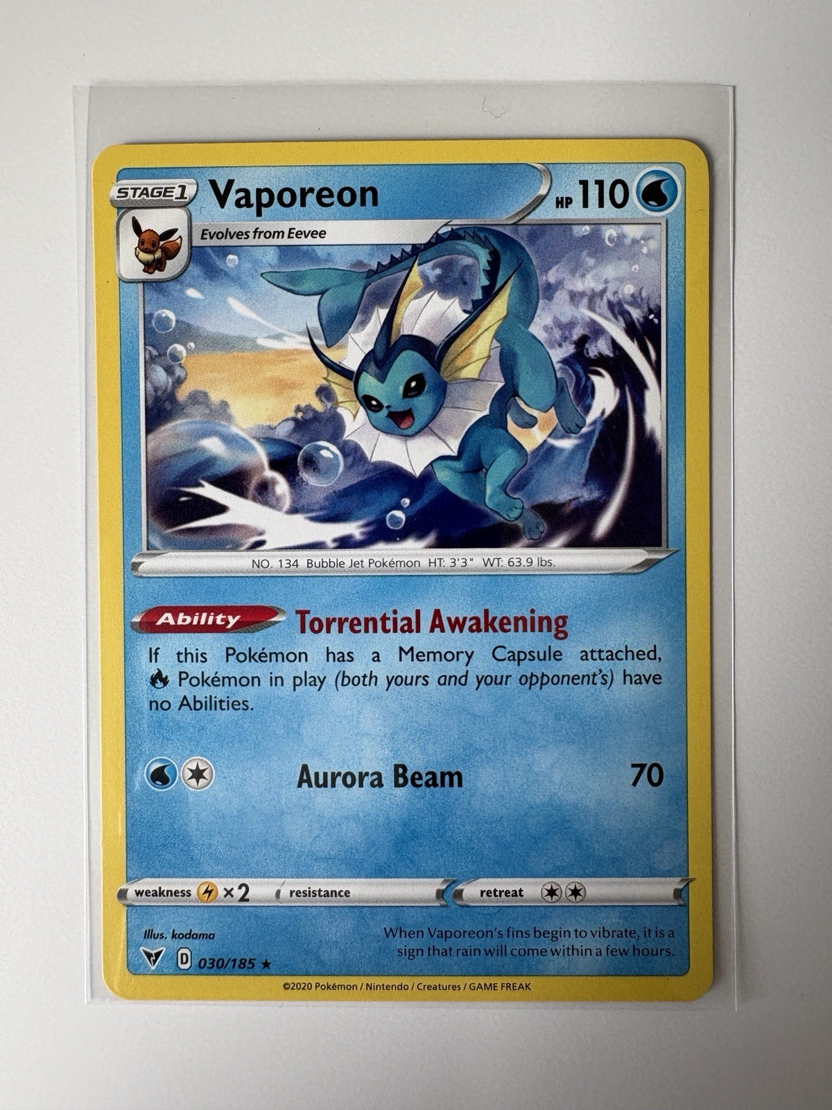 Vaporeon - Vivid Voltage 30/185 Rare (NM) Normal Pokemon TCG