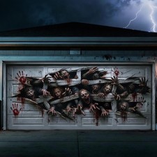 7 x 16 ft Halloween Garage Door Cover Decorations, Creepy