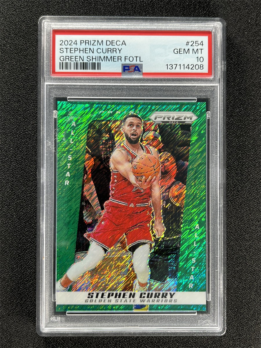 2024-25 Prizm DECA Stephen Curry #254 Green Shimmer FOTL All-Star /12 PSA 10 Mt