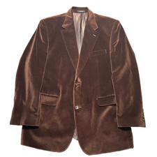 Vtg Ralph Lauren Velvet Blazer Men's 42R Sport Coat Brown 2 Button Jacket EUC