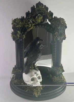 Christian Siriano LED Raven Skull Gothic Mirror Halloween Decor Lighted NWT